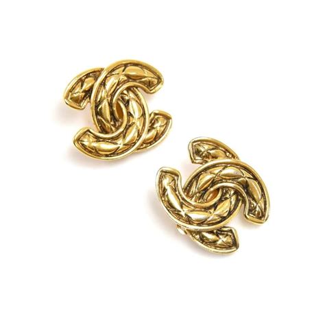 chanel gold earrings replica|chanel quilted stud earrings.